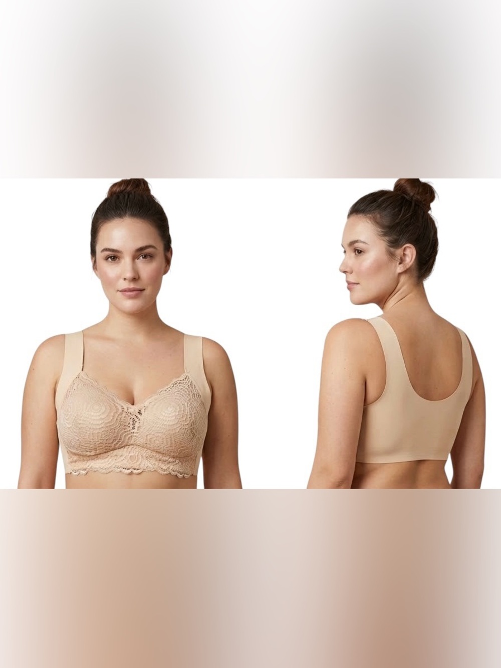 Bundle of Lace Wireless Comfort Bras in- Nude & Gray
